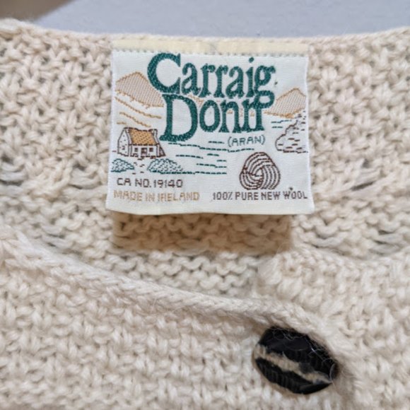 Authentic Irish Sweater Aran Carraig Donn Wool - Picture 2 of 10